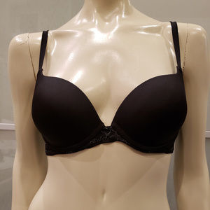 Black Lace Pushup Bra (Adds +1 Cup Size) - 34B